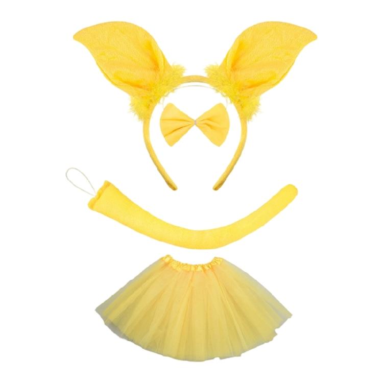 1/3/4pcs Pig Costumes Accessories with Pig Ears Headband,Bowtie,Gloves,Tail,Tutu Skirt Halloween Animal Dress Up Set
