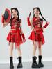 Chinese Red Dragon Jazz Dance Skirt Set - Girls' Fashion Show & Street Dance Costume