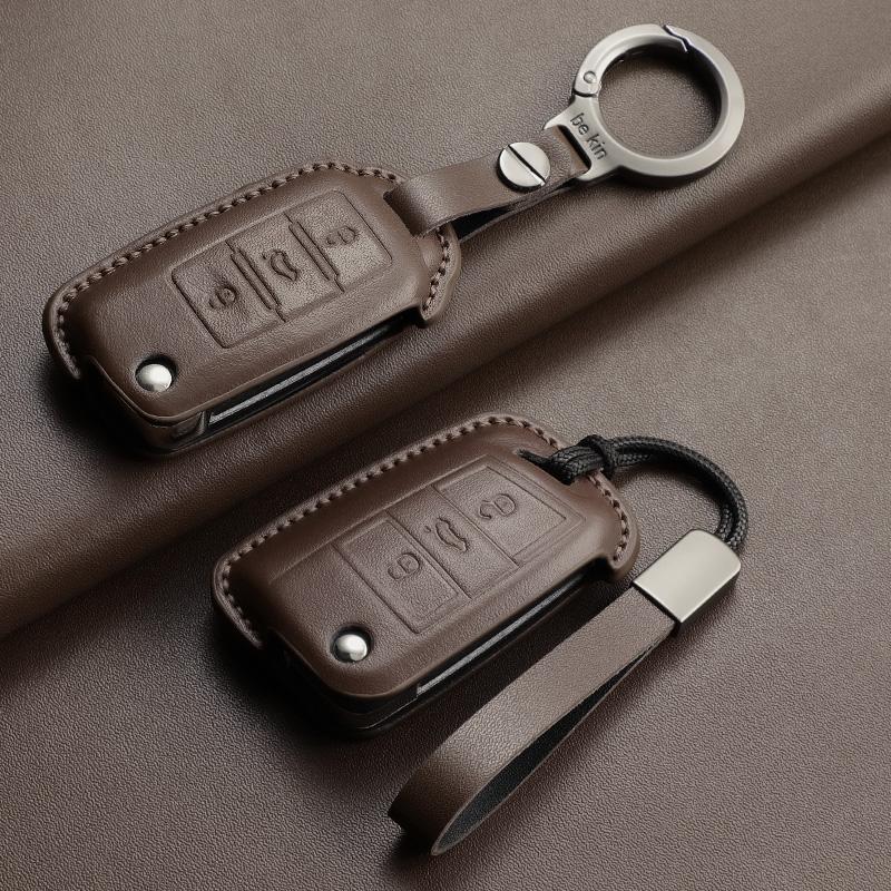 Leather Car Key Case Cover for Volkswagen VW Polo Golf7 MK7 Tiguan Passat Golf Jetta Lavida Car Remote Key Case Shell Accessorie