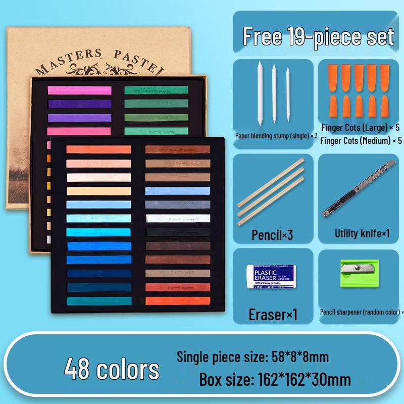 Mali Brand Pastel Chalk Set - 36 Colors Chalk Powder with Brushes for Beginners