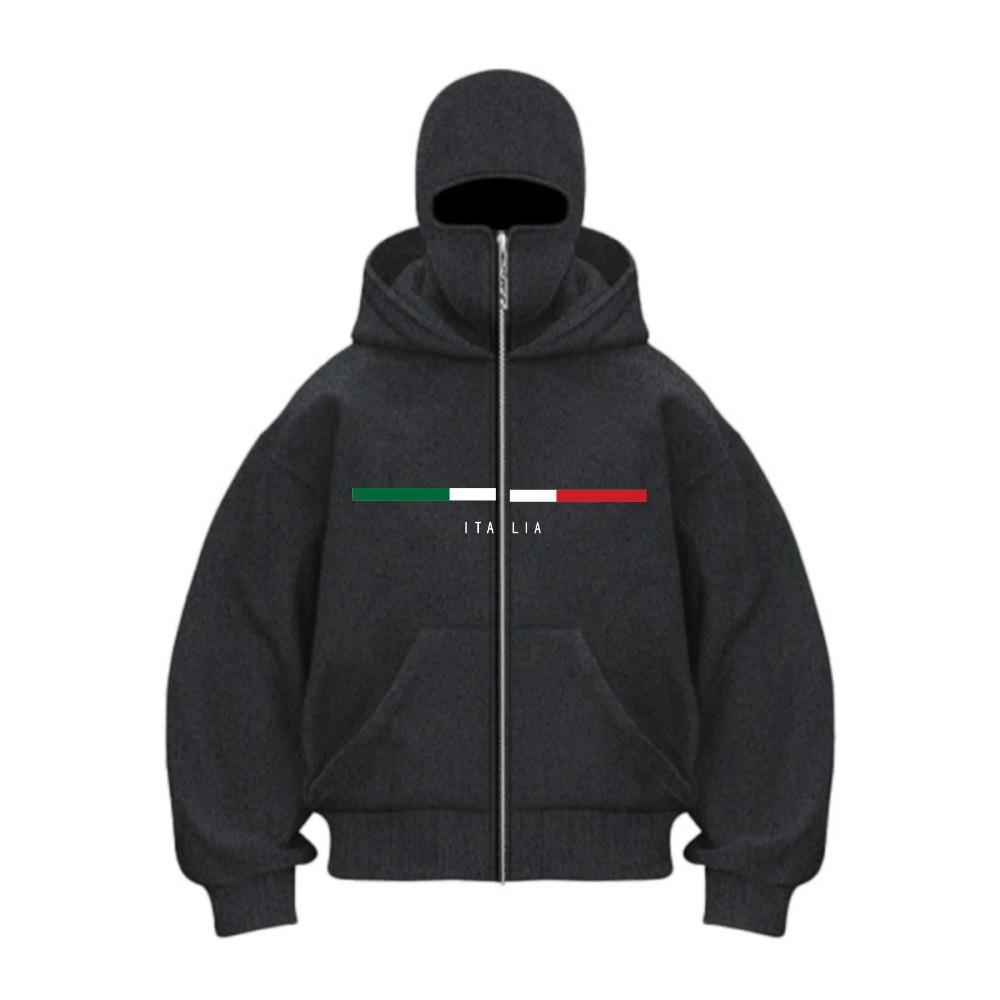 Ski Mask Men's Zipper Hooded Sweatshirt Winter Warm Casual Sweatshirt Y2K Hooded Mask Zipper Design Sports Jacket Outdoor Activities