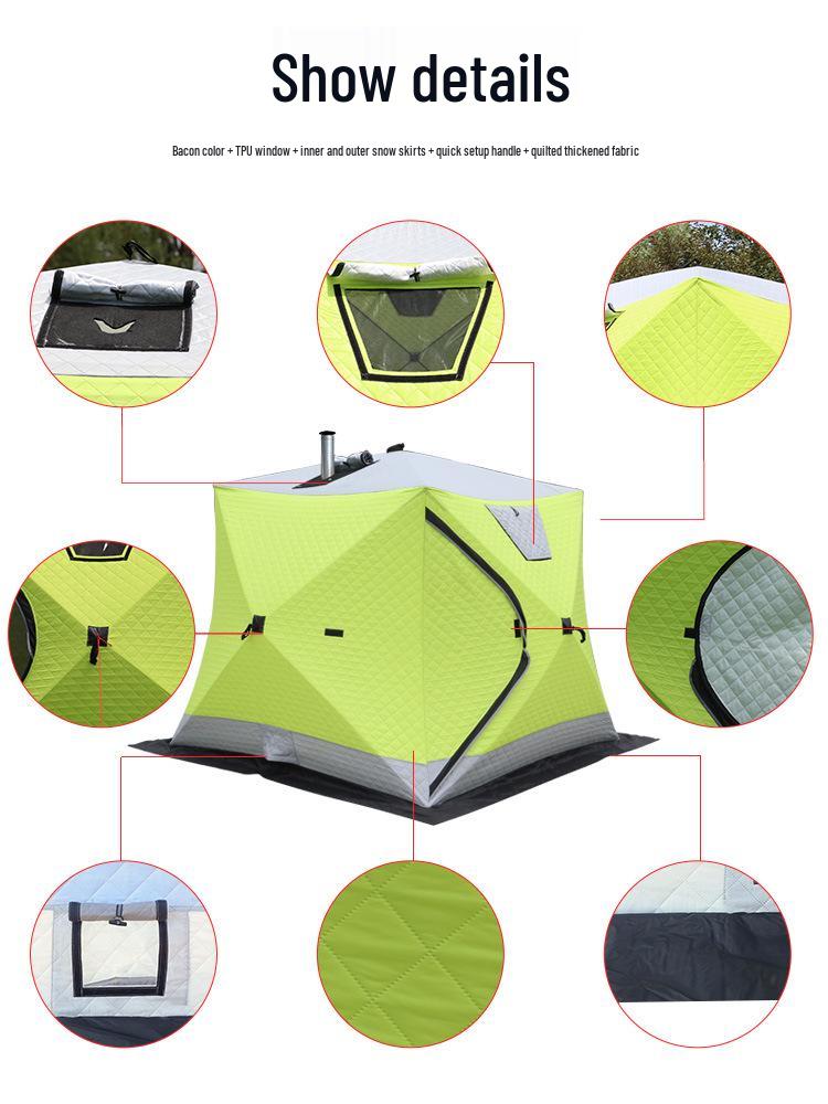 Winter Fishing Tent: Thickened, Cold-Proof, Windproof, Cotton Insulated for Outdoor Camping.