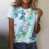 Summer Round Neck 3D Butterfly Pattern Print Top Fashionable Casual Short Sleeved Women's T-shirts