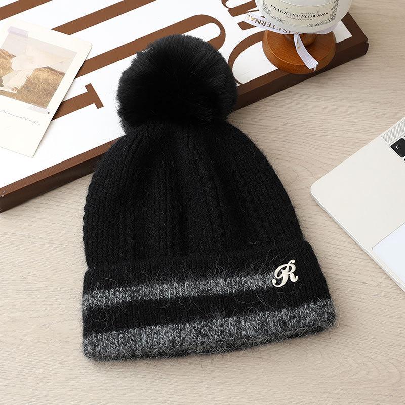 Fashion Knitted Warm Hat Winter Women's Fleece Ear Pads Wool Hat Outdoor Sports Hat