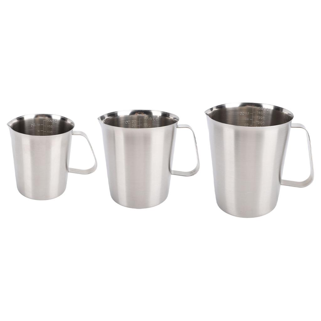 Measuring Cup with Markings Spout 304 Stainless Steel Easy to Clean Milk Frothing Pitcher for Coffee Kitchen