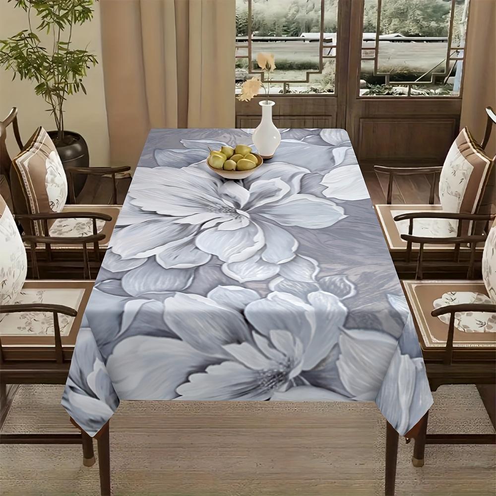 Elegant Grey Floral Pattern Tablecloth - Suitable for Picnics, Camping, Weddings, Etc.zyc