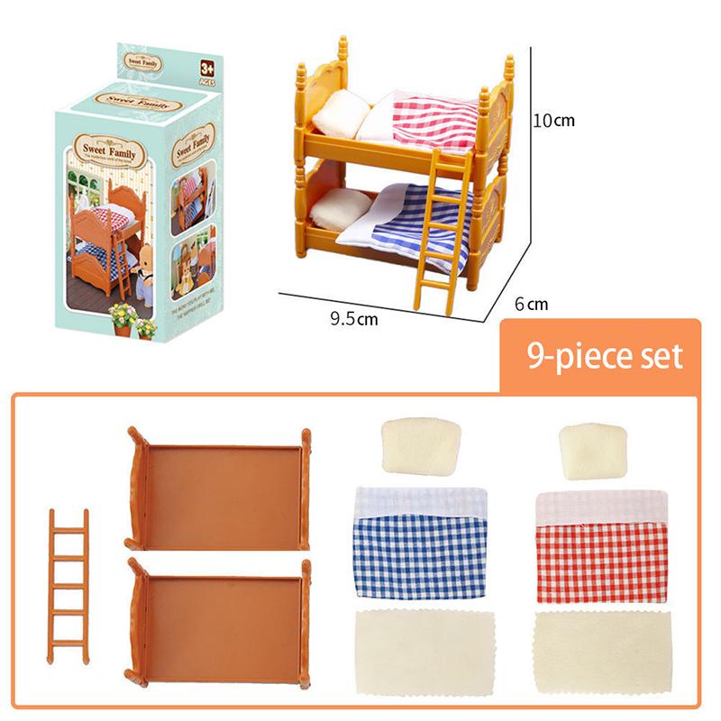 Rodzina leśna 1/12 Kuchnia Meble Łazienka Sypialnia Zestawy do pieczenia Miniaturowy model Akcesoria do domku dla lalek Lodówka Prezent dla dziewczyny