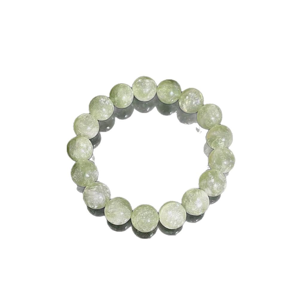 Bracelet en Perles Rondes d'Émeraude de Cristal Vert de Mine Ancienne Naturelle