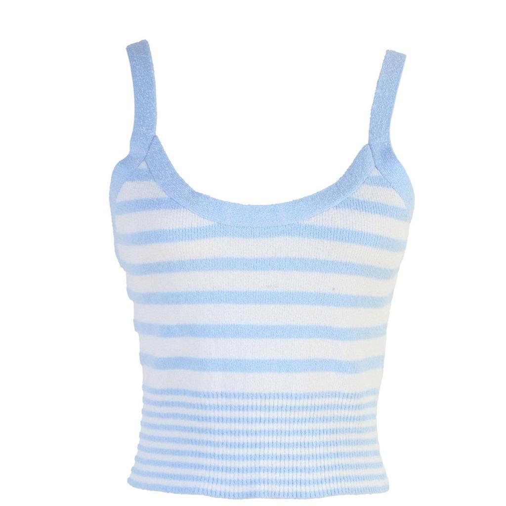 Women's Striped Color Block Slim Fit Knit Cardigan & Camisole Set - Spring/Autumn, Round Neck, Long Sleeve