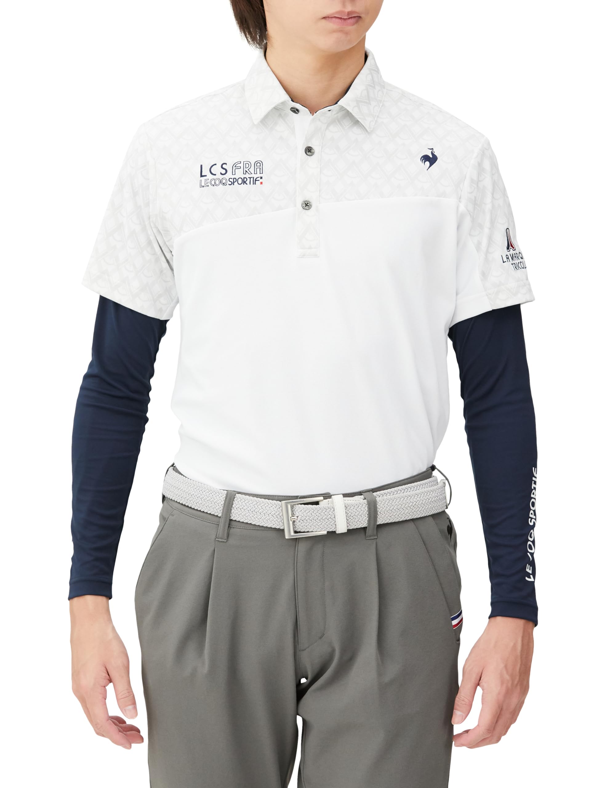 

Комплект футболок Coq Sportif с внутренней вставкой WH00 [Le Golf] Слой с короткими рукавами, дизайн, впитывающий пот, быстросохнущий, эластичный, UPF50+, гольф,