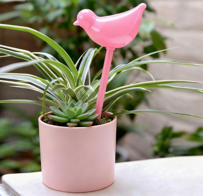 Plant Waterer Self Watering Globes, Bird Shape Hand Blown Clear Aqua Bulbs