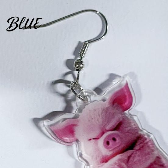 Charming Animal Jewelry Pink Pig Dangle Earrings 2D Acrylic Charm