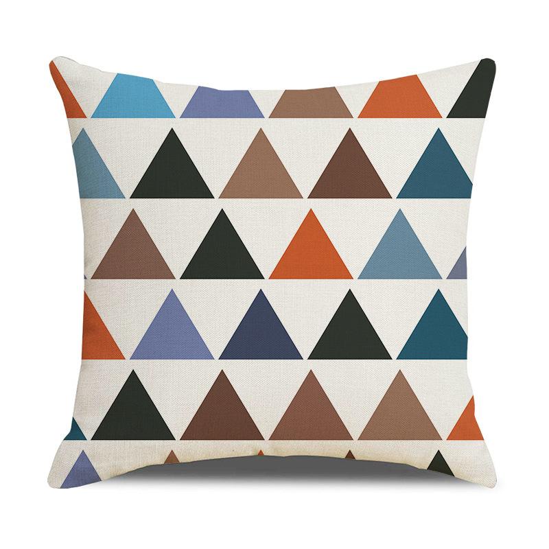New Home Geometric Color Matching Cartoon Animal Modern Simple Hand-painted Linen Pillow Cushion Cover
