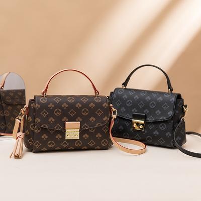 Bag Women's New Fashionable Versatile Messenger Lock Small Square Bag Temperament Elegant Simple Printed Portable Women's Bag