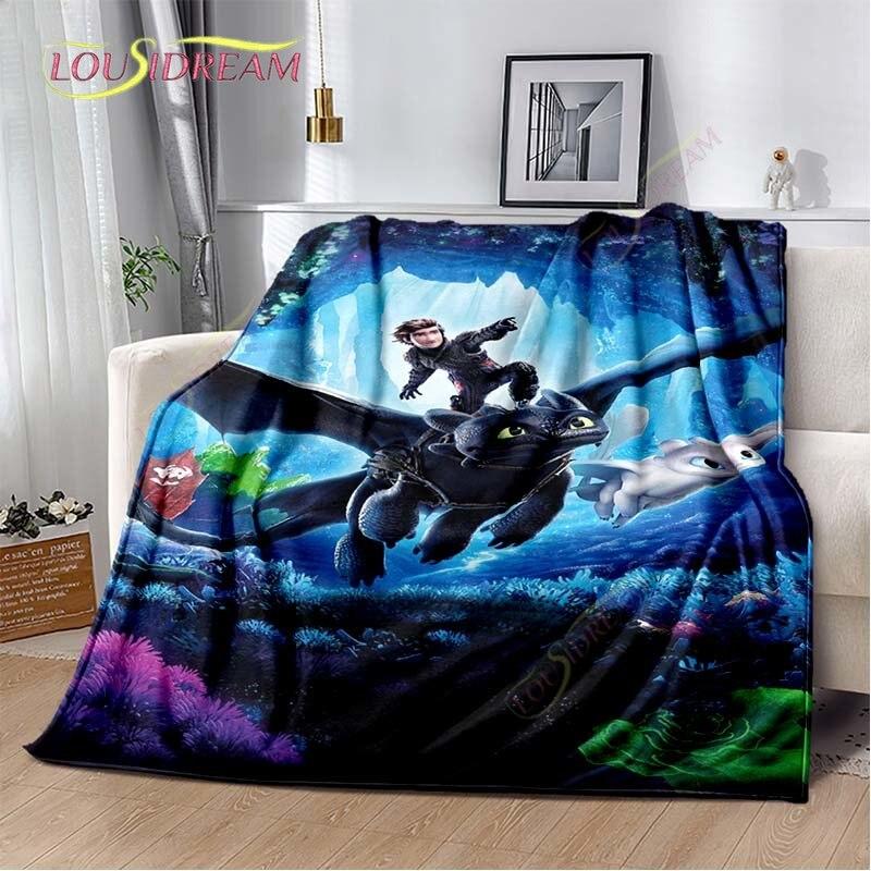 Κινούμενο Σχέδιο Πώς να Εκπαιδεύσεις τον Δράκο σου Χαριτωμένη Κουβέρτα Ελαφρύ Κλινοσκεπάσματα Εξαιρετικά Μαλακή Ζεστή Κουβέρτα Φλις για Κρεβάτι Σαλόνι Καναπέ