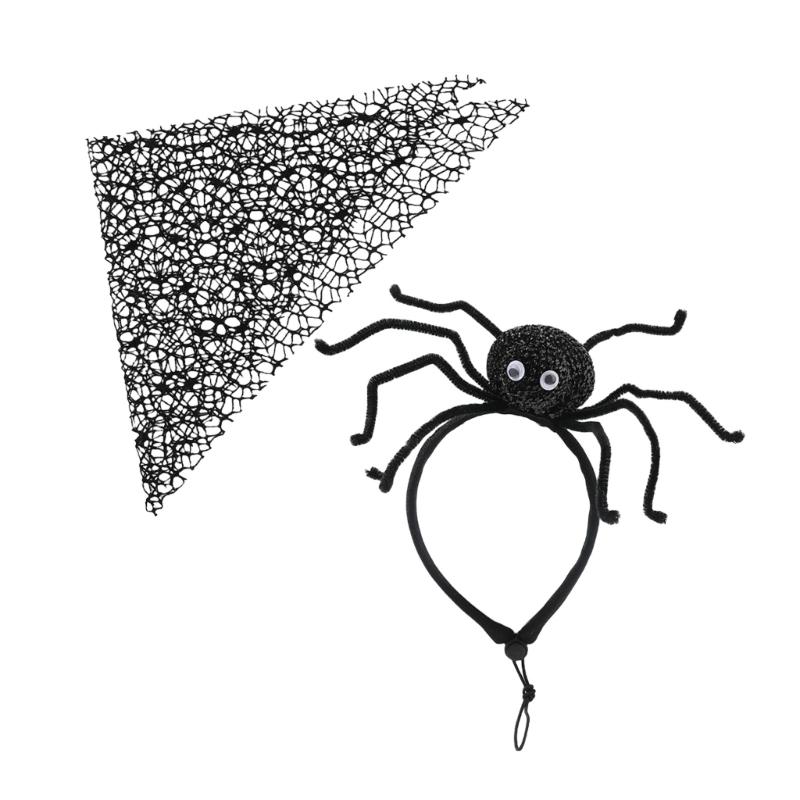 Halloween Pet Costume Dog Cats Neckerchief Cobweb Collar Scarf Pet Birthday Supply Dog Bandana Soft Triangular