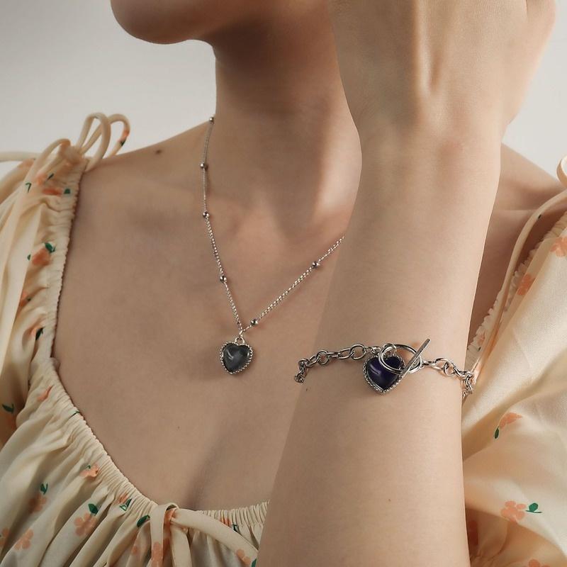 1 pezzo di collana con ciondolo amore termocromico da donna, moda catena clavicola, regalo per coppia