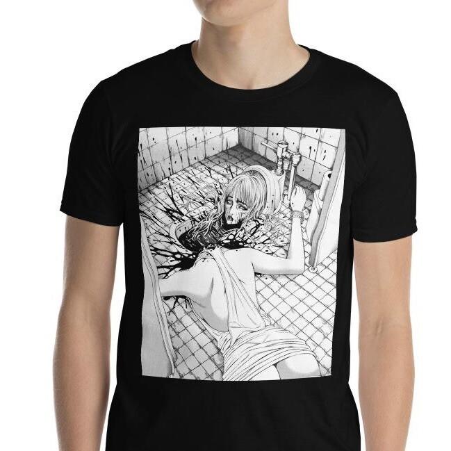 

Аниме девушка Ужасы Манга Крипипаста Ужасная Футболка Унисекс с коротким рукавом 2XL