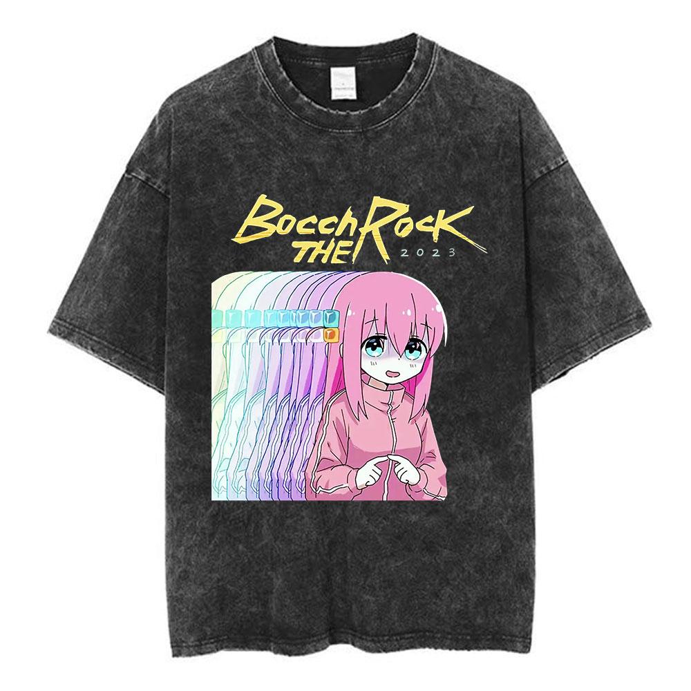 Vintage Washed Bocchi The Rock Ijichi Nijika Yamada Ryo Gotoh Hitori Kita Ikuyo Tshirt Kessoku Band Print T-shirt Men Women Tees