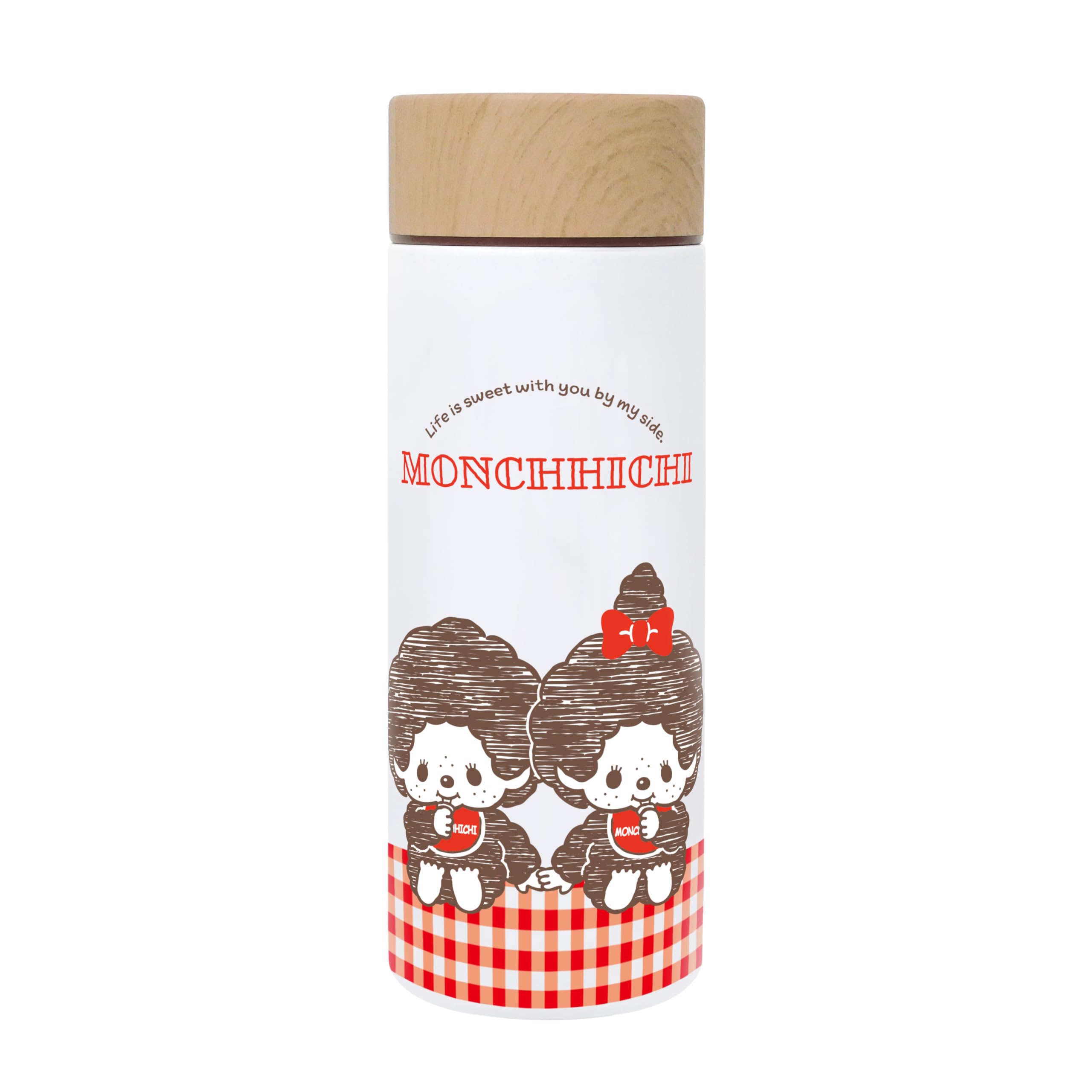 

Monchhichi Stainless Steel Bottle 300ml [Gingham Check/Sitting] Commuter-friendly, Insulated, 133-002