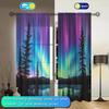 Artistic Panels Northern Lights Sky Semi Curtain Half Suitable Home Decorative Curtains Blackout Made Of Polyester
