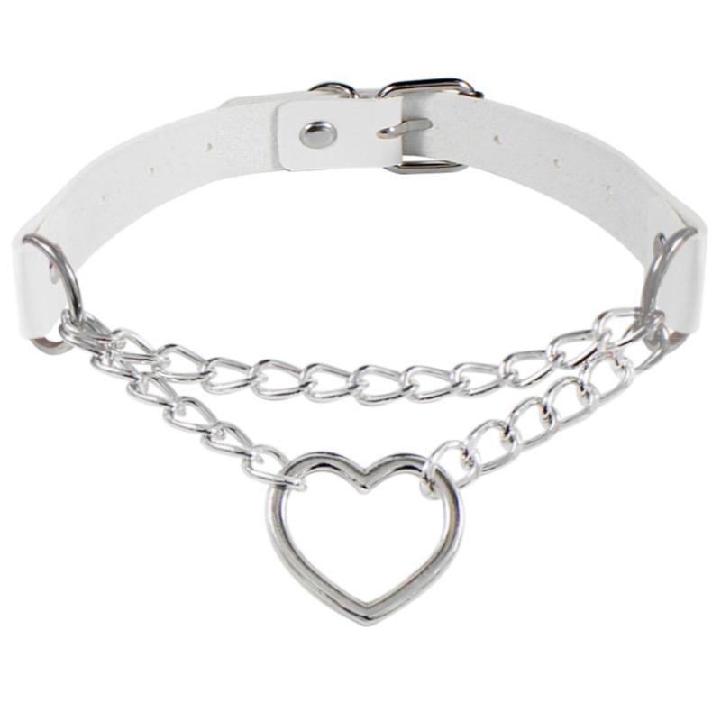 Eco-friendly Harajuku Peach Heart PU Leather Choker Necklace - Trendy Heart-Shaped Clavicle Chain
