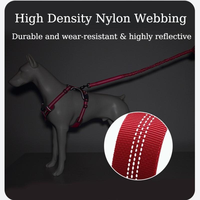 Dual Handle Elastic Dog Leash Shock Absorb Bungee Reflective Walking Lead for Medium Large Dogs Anti-Burst Pets Training Leash