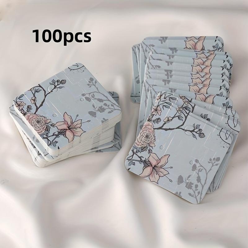 100pcs Chic Floral Earring Display Cards - Durable Patterned Paper, Elegant Showcase Solution for Jewelry