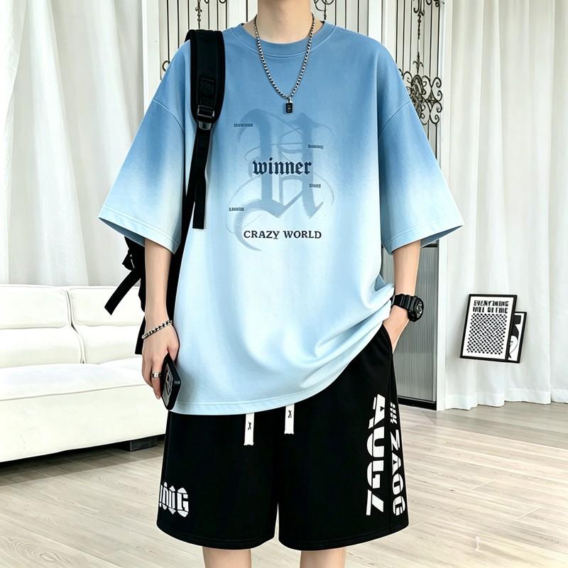 Cooling Cotton Short Sleeve T-Shirt Shorts Set Teen Boys Sportswear Casual Outfit