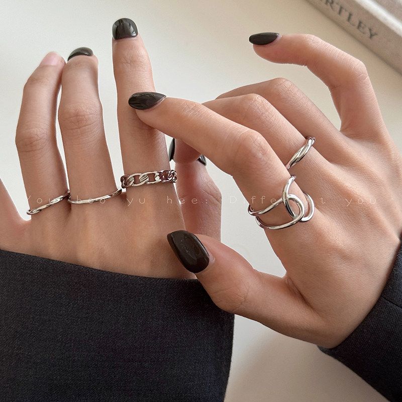 Niche Style Five-Piece Set Fashion Women's Cold Wind Stylish Ring