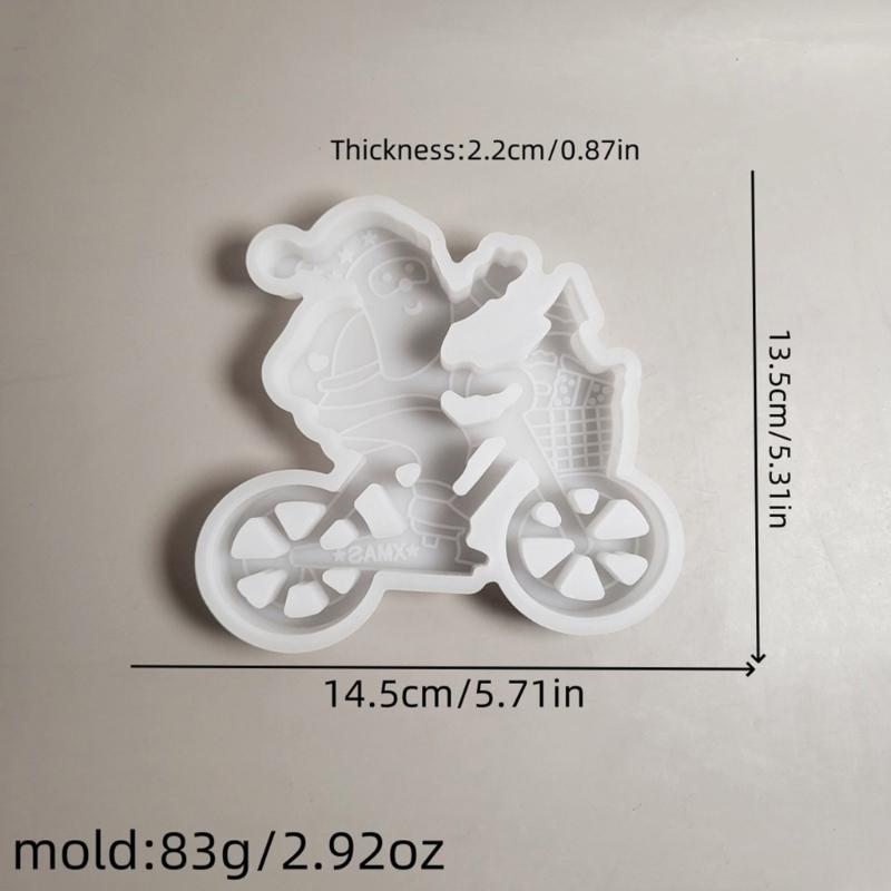 Flexible Silicone Mold Santa with Scooter Decoration Making Mould Temperature Resistant Mould for Christmas Ornament