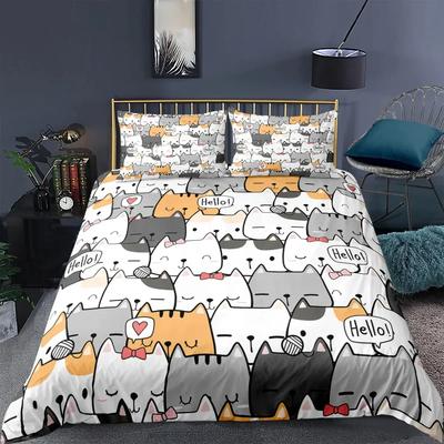 3D Cartoon Bedding Set Cat Duvet Cover Set Queen Bed Cover Set Kids Comforter Bed Linen King Size Home Textiles For Childrens