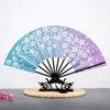 Ancient Chinese Style Golden Portable Folding Fan Bamboo Ribs Japanese Decor Stage Fan Girl Hanfu Dance Performance Hand Fan