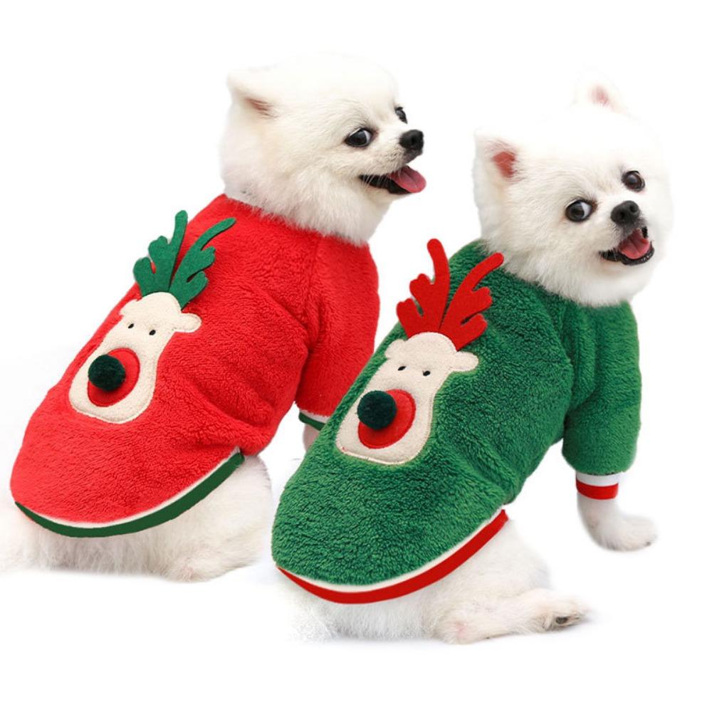Cat Pet Clothing Coral Fleece Dog Sweater Dog Out Christmas Dog Clothing
