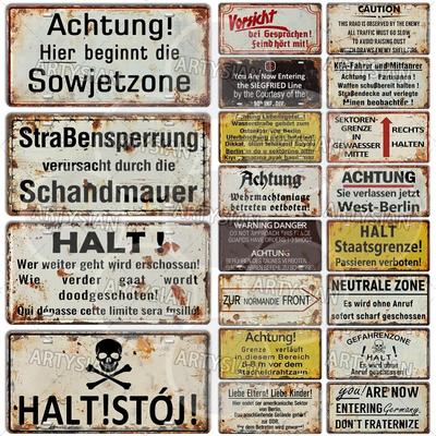 Cartello in Metallo Confine della Guerra Fredda - Targa Muro di Berlino DDR/Sovietico della Seconda Guerra Mondiale, Perfetto per Bar/Pub/Garage/Decorazioni Storiche