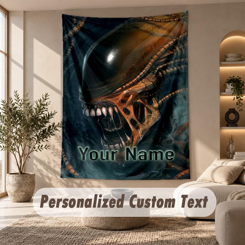 Tapestry Custom Name Text, Wall Hanging Tapestry Home Room DecorAlien Xenomorph