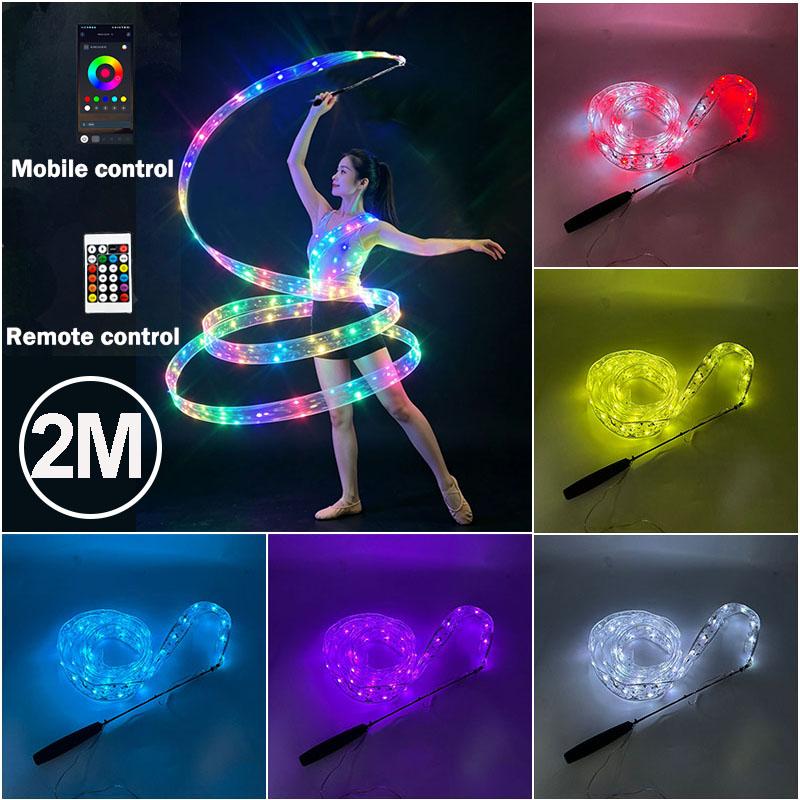 2M 4M 6M Artistic Gymnastics luminous Ribbon glowing Ribbon Dancing Wands coloful light Ribbon for Kids And Adults Dance Props