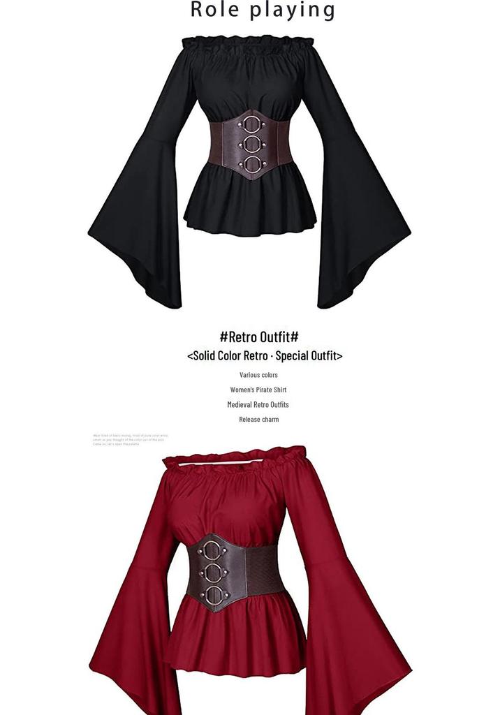 Medieval Women's Pirate Costume Shirt for Role-Playing Festivals