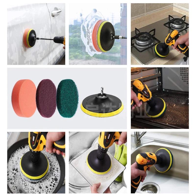 Multi Piece Set Cleaning Brush Power Scrubber Cleaning Brush Extended Long Attachment Set  All Purpose Scrub Brushes Kit