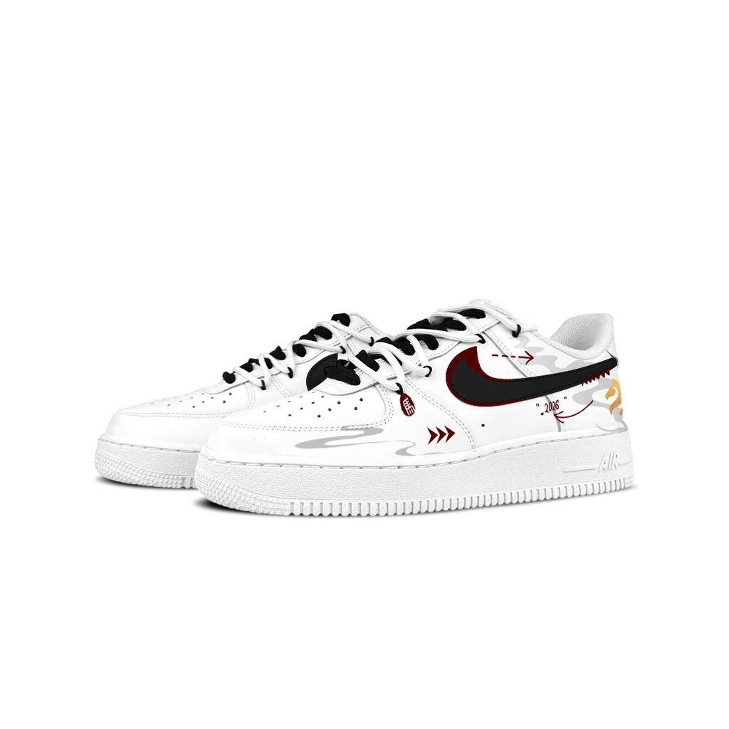 Nike Air Force1 Shadow Abrasion Resistant Abrasion Resistant Low Top Skateboard Shoes Unisex White Red DM0211-100(Team373-)