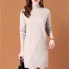 Half Turtleneck Knitted Dress for Women In Autumn and Winter Solid-color Long-sleeved Pullover Mid-length Casual Solid-color Sweater