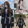 Black Striped Knit Cardigan for Women - 2025 Korean Style, Loose, Versatile, Perfect for Spring & Autumn.
