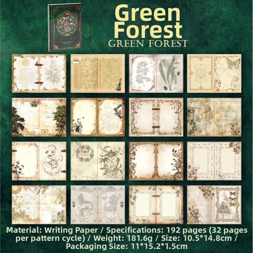 

Scrapbooking Diary A6 192 Sheets Planner Notebook Retro Journal Notebook Stationery Green Forest