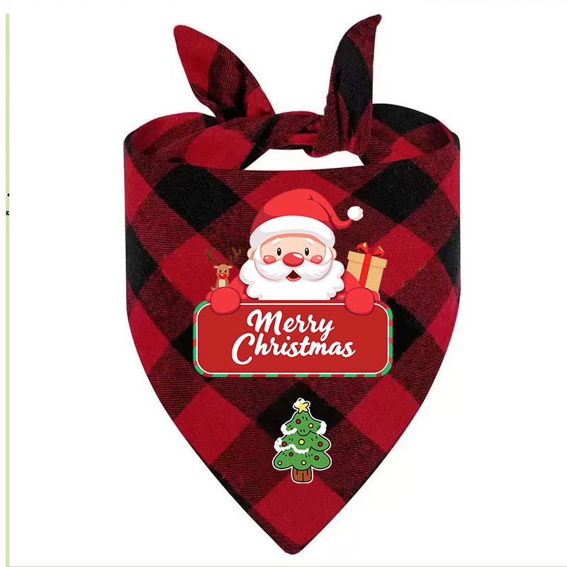 Customizable Plaid Christmas Pet Scarf - Personalized Triangle Bib for Dogs and Cats