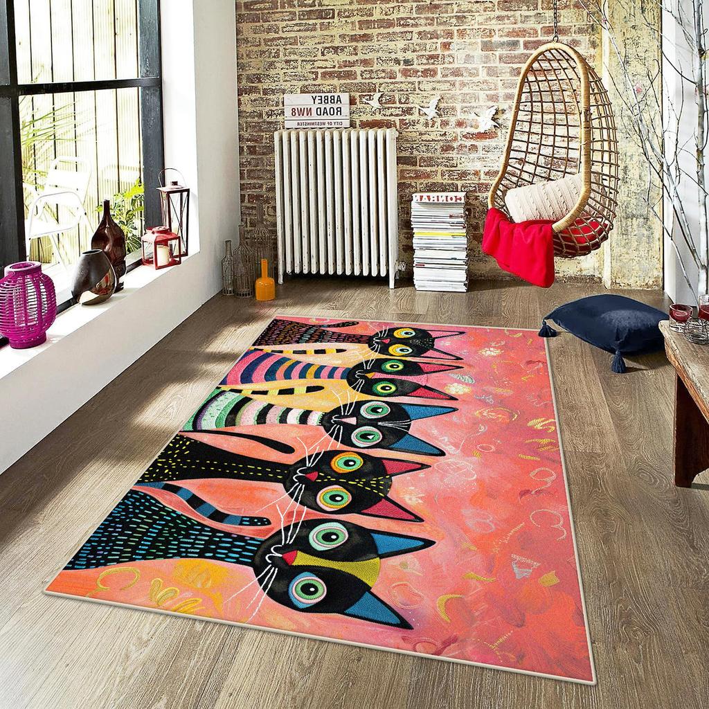 Cute Cat Carpet Minimalist Design Cat Line Room Decorative Modern Rug Home Decor Non-Slip Cloakroom Floor Mat Room Aesthetic