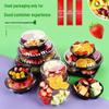 Transparent Round Disposable Salad Platter with Three-Compartment Fruit Bowl