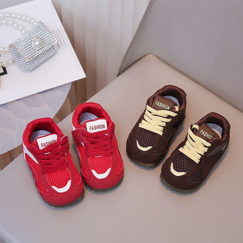 Children's Red Mesh Sneakers: Breathable Autumn Walking Shoes for Toddlers, Boys, and Girls