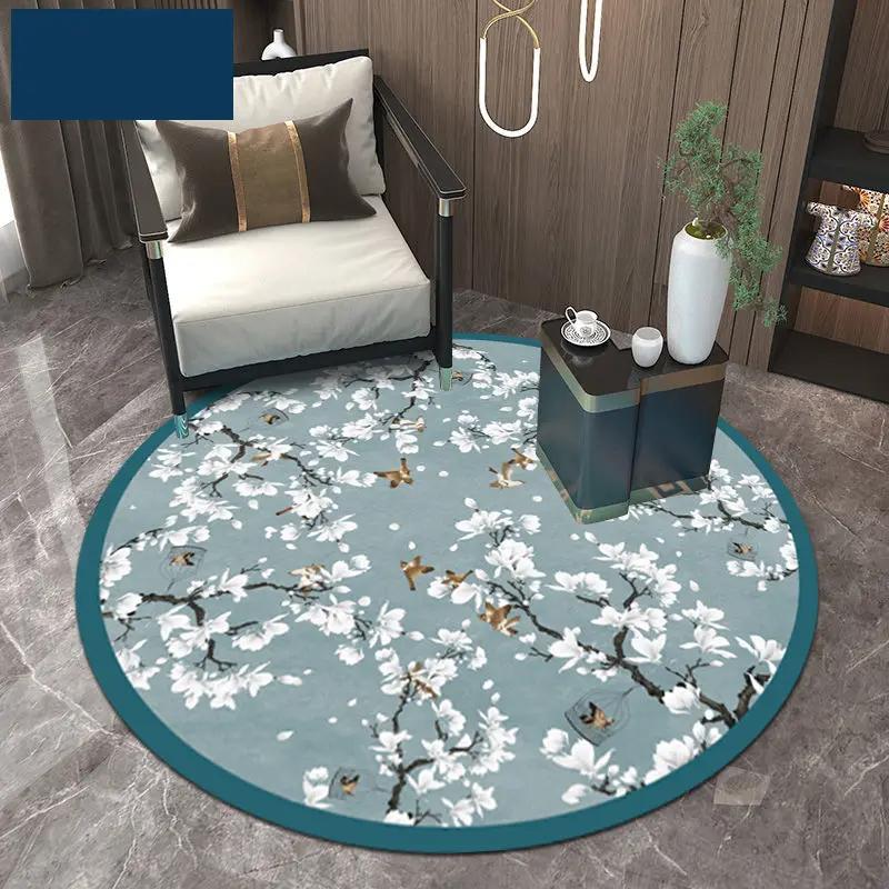 Chinese Classical Flowers Round Carpet Circle Area Rug for Study Bedroom Living Room Table Decor Soft Floor Mat Kitchen Doormat