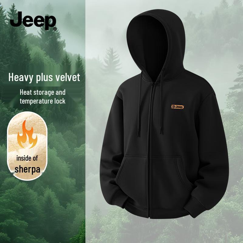 JEEP Men s Heavyweight Fleece Hooded Zip-Up Jacket M