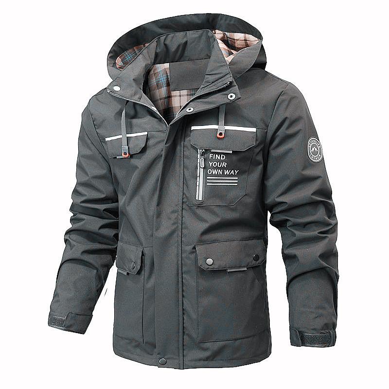 Male Spring/Fall Single-Layer Lightweight Hooded Trench Coat Youth Windproof Waterproof Outdoor Hiking Jacket